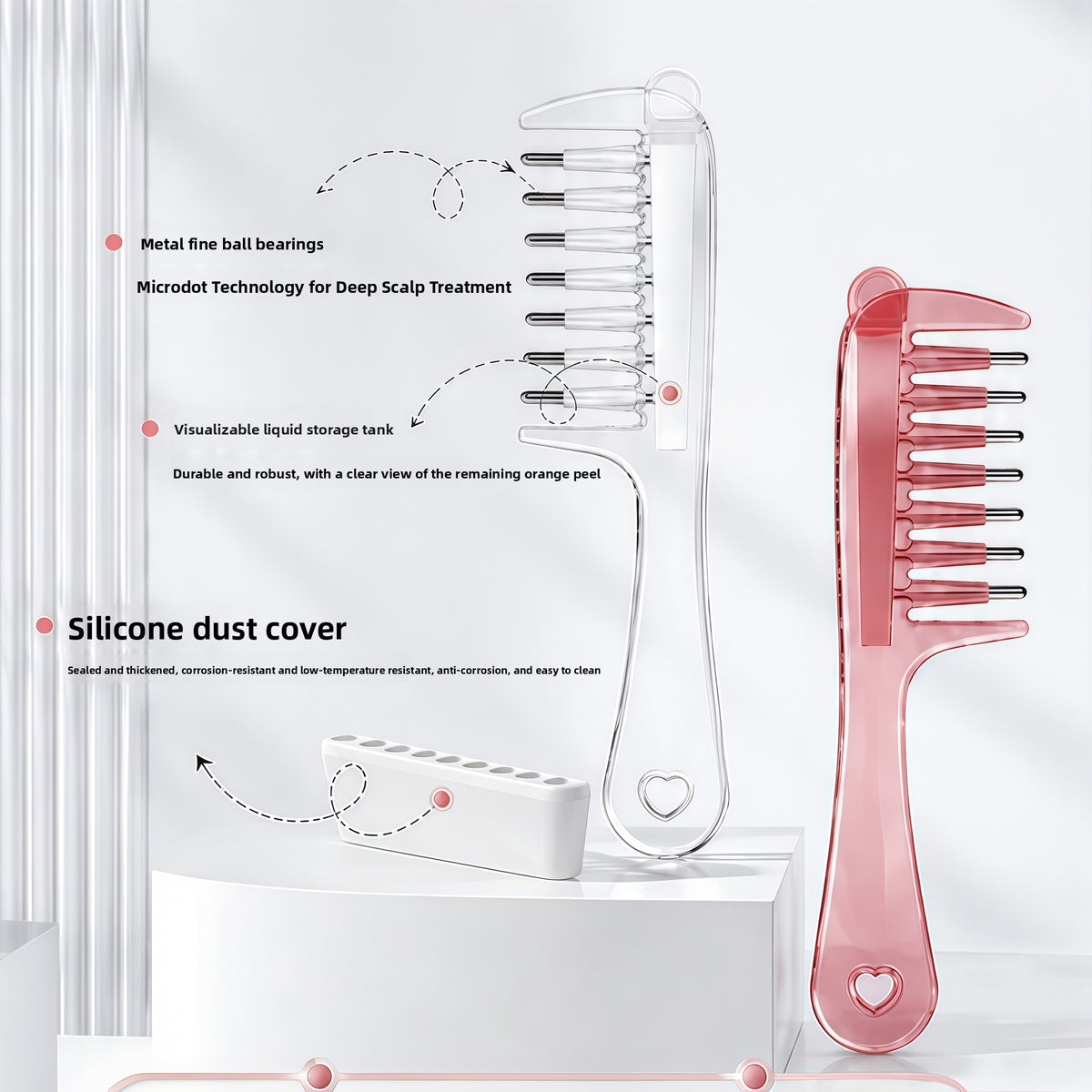 Red Light Electric Scalp Massager Comb with Essential Oil Applicator
